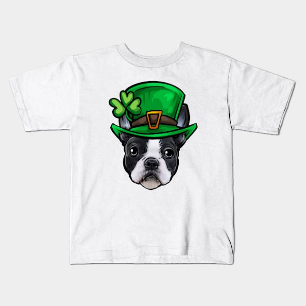 St Patricks Day Boston Terrier Kids T-Shirt by whyitsme